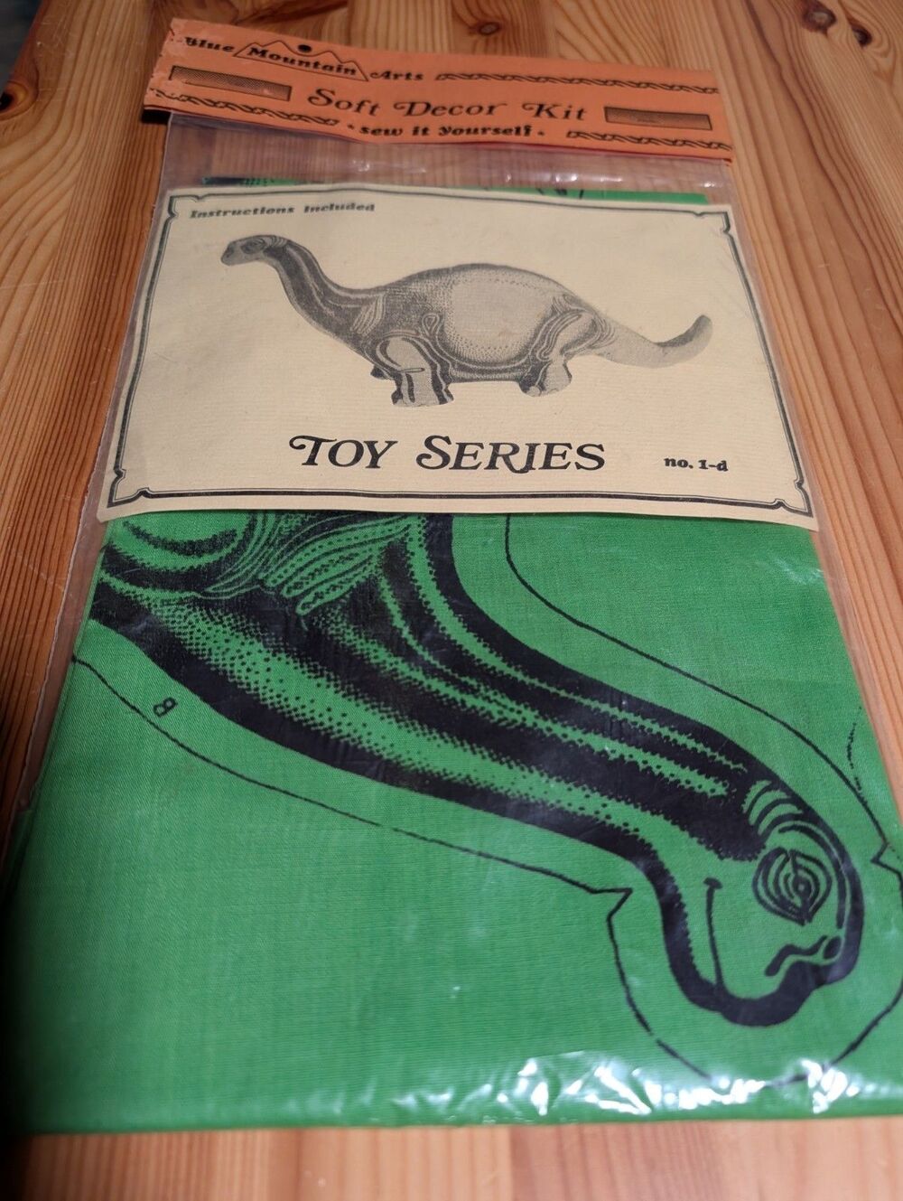 Vintage 1980s Blue Mountain Arts Soft Decor Kit Dinosaur Cut and Sew Fabric NOS